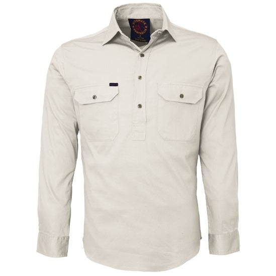 Ritemate RM100CF Closed Front Long Sleeve Shirt - Clay - Front View