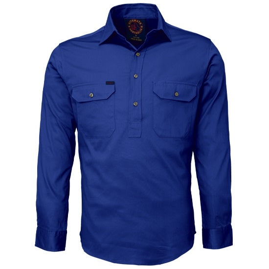 Ritemate RM100CF Closed Front Long Sleeve Shirt - Cobalt Blue - Front View