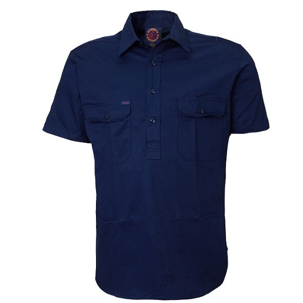 Ritemate RM100CFS Closed Front Short Sleeve Shirt - Navy - Front View