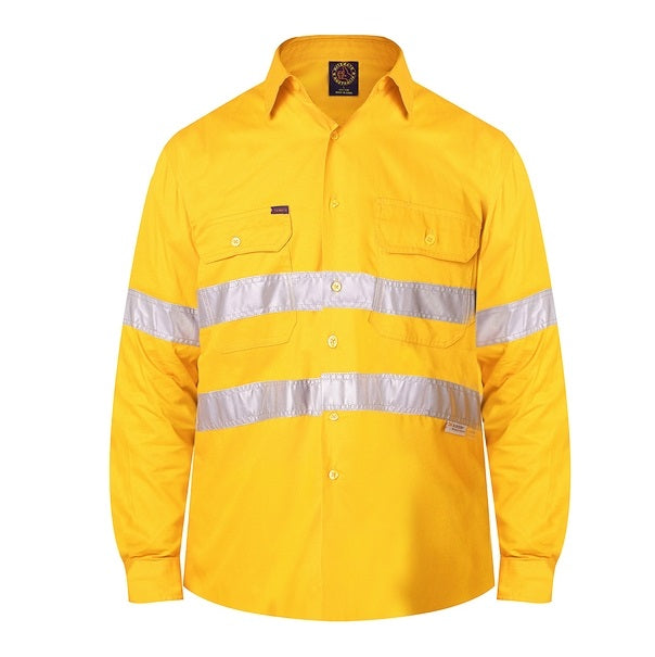 Ritemate RM1040R Open Front Long Sleeve 3M Tape - Yellow - Front View
