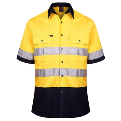 Ritemate RM1050RS 2 Tone Open Front Shirt Short Sleeve 50MM Reflective Tape