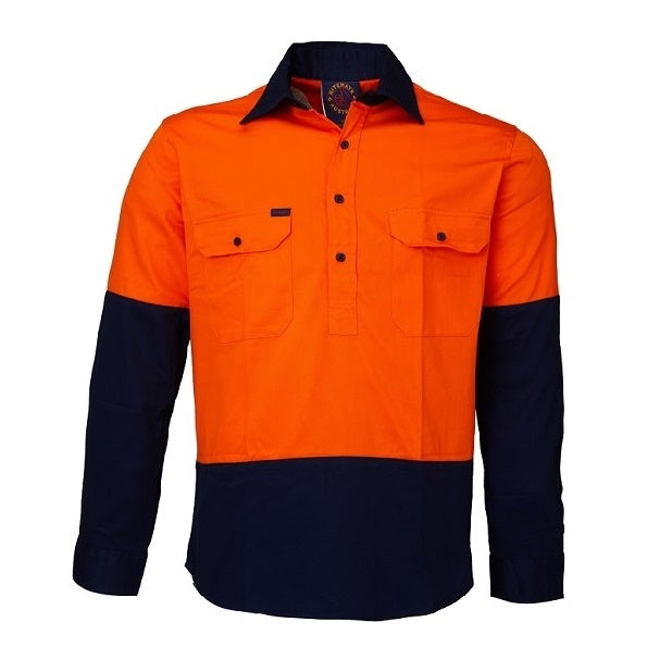 Ritemate RM105CF Closed Front L/S Two Tone Shirt