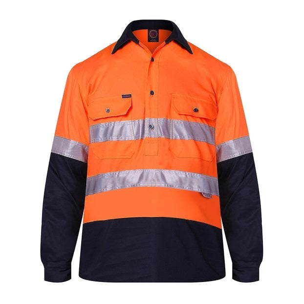 Ritemate RM105CFR Closed Front Long Sleeve 2-Tone 3M Tape - Orange/Navy - Front View