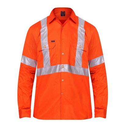 Ritemate RM109VXR Mens Vented Open Front L/S 3M Tape X-Back Shirt