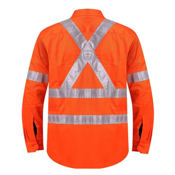 Ritemate RM109VXR Mens Vented Open Front L/S 3M Tape X-Back Shirt