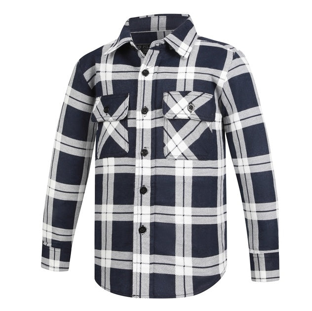 Pilbara RM123SKO Childrens Open Front Flannelette Shirt - Navy/White - Front View