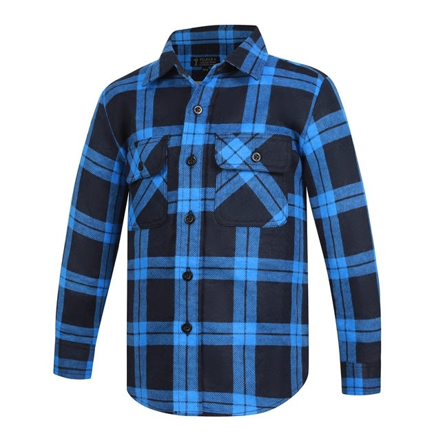 Pilbara RM123SKO Childrens Open Front Flannelette Shirt - Royal/Navy - Front View