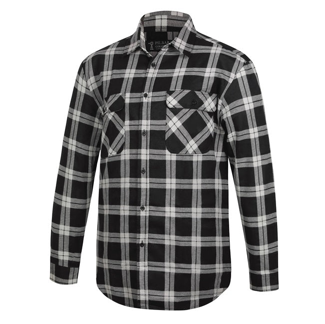 Pilbara RM123SOF Open Front Flannelette Shirt - Grey/Black - Front View