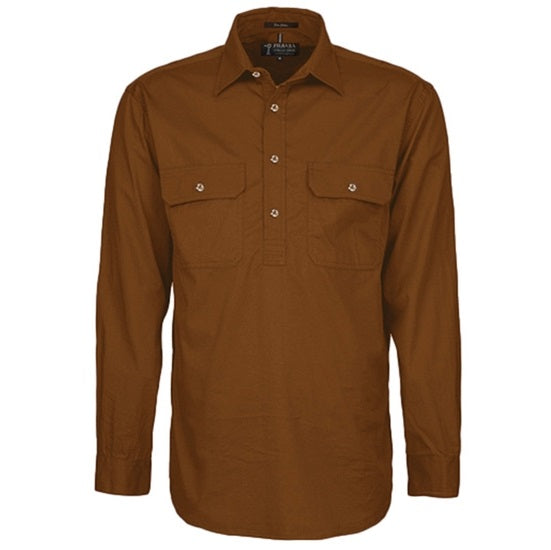 Pilbara RM200CF Original Mens Closed Front L/Sleeve Shirt Terracotta