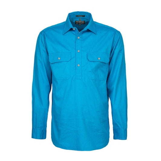 Pilbara RM200CF Original Mens Closed Front L/Sleeve Shirt Azure