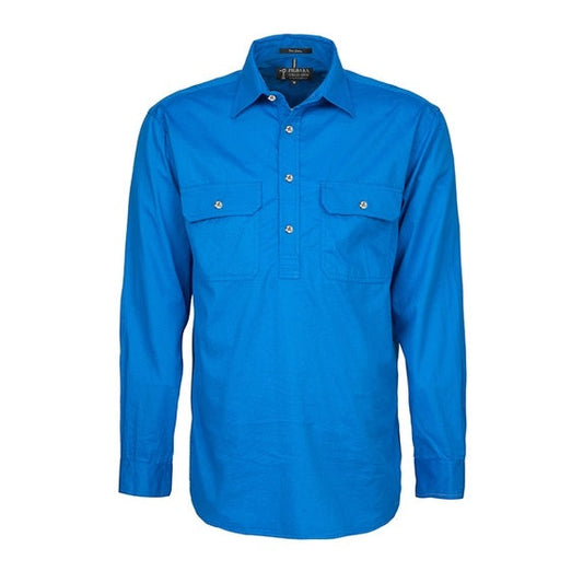 Pilbara RM200CF Original Mens Closed Front L/Sleeve Shirt Light Blue