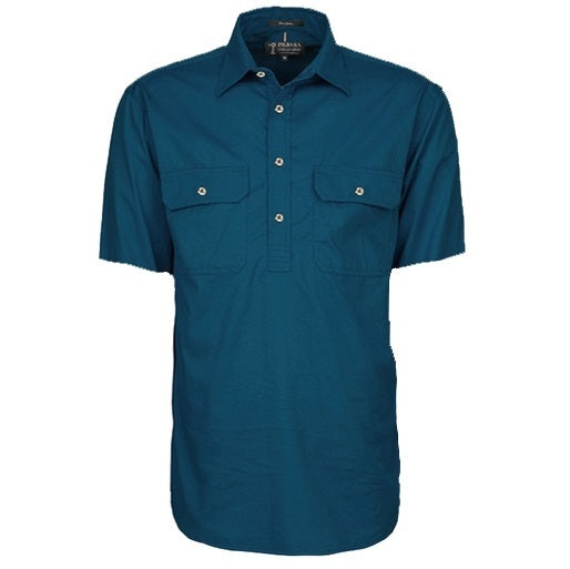Pilbara RM200CFS Mens Closed Front Short Sleeve Lightweight Shirt - Diesel - Front View