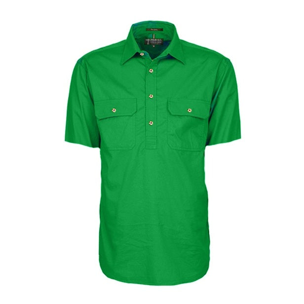 Pilbara RM200CFS Mens Closed Front Short Sleeve Lightweight Shirt Emerald