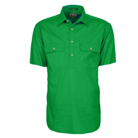 Pilbara RM200CFS Mens Closed Front Short Sleeve Lightweight Shirt - Emerald - Front View