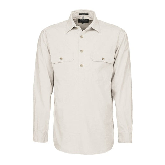 Pilbara RM200CF Original Mens Closed Front L/Sleeve Shirt Stone