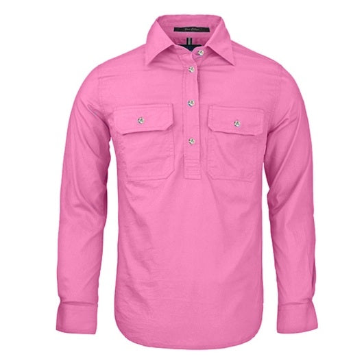 Pilbara RM300CF Womens Closed Front Long Sleeve Shirt - Blush - Front View