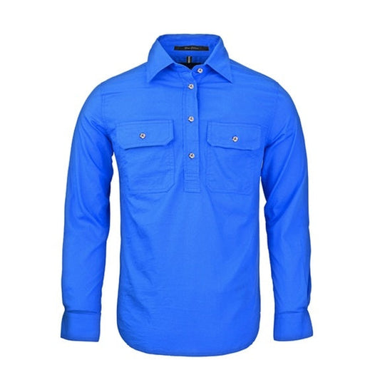 Pilbara RM300CF Women's Closed Front L/S Shirt Cobalt Blue