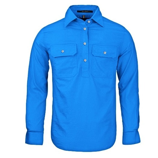 Pilbara RM300CF Womens Closed Front Long Sleeve Shirt - Light Blue - Front View