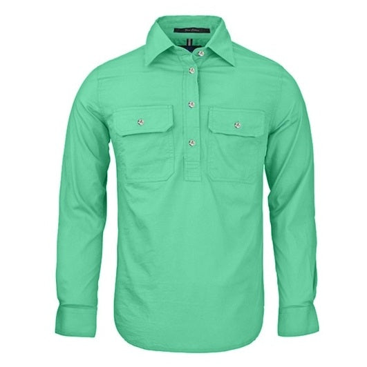 Pilbara RM300CF Womens Closed Front Long Sleeve Shirt - Mint - Front View