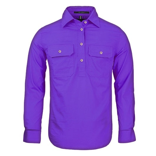 Pilbara RM300CF Womens Closed Front Long Sleeve Shirt - Purple - Front View