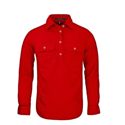 Pilbara RM300CF Women's Closed Front L/S Shirt Red