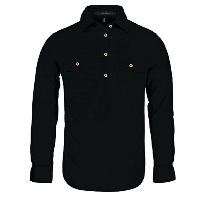 Pilbara RM300CF Womens Closed Front Long Sleeve Shirt - Black - Front View