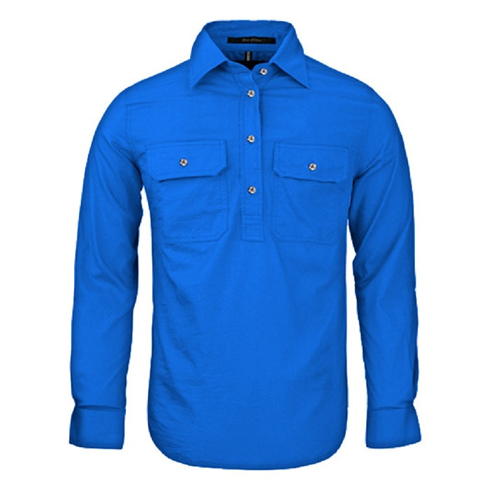 Pilbara RM300CF Womens Closed Front Long Sleeve Shirt - Cobalt Blue - Front View
