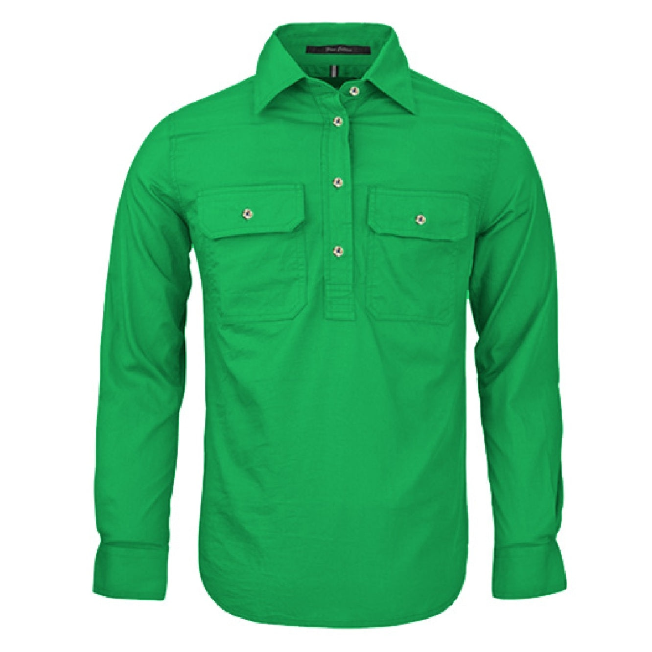 Pilbara RM300CF Womens Closed Front Long Sleeve Shirt - Kelly Green - Front View
