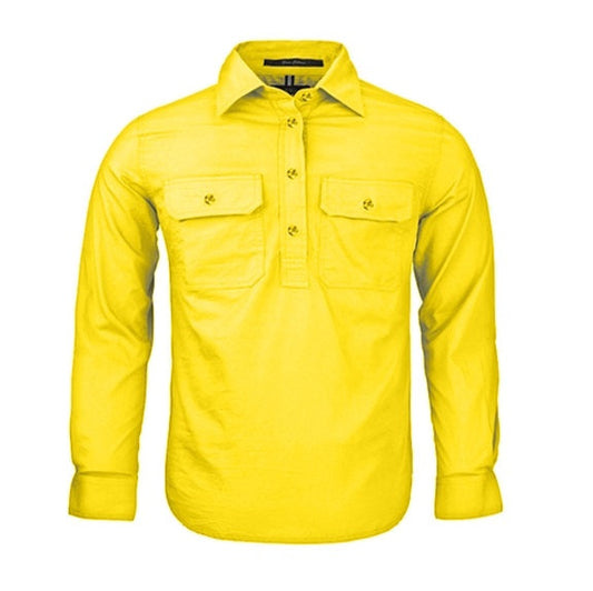 Pilbara RM400CF Kids Closed Front L/S Shirt Lemon