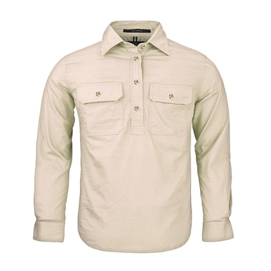 Pilbara RM400CF Kids Closed Front L/S Shirt Stone