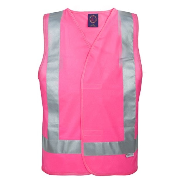 Ritemate RM4245T HiVis Vest with Reflective Tape - Pink - Front View