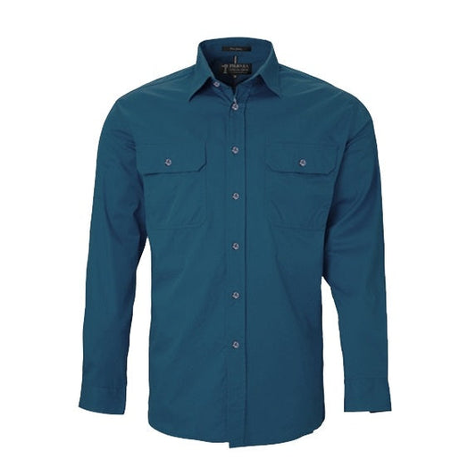 Pilbara RM500BT Mens Open Front L/S Lightweight Shirt Diesel