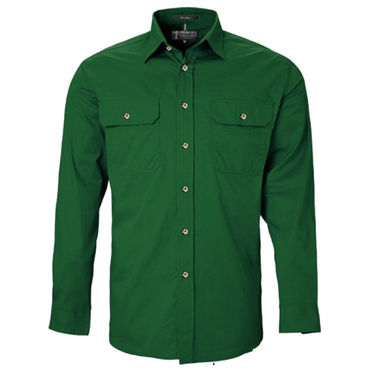 Pilbara RM500BT Mens Open Front L/S Lightweight Shirt Green