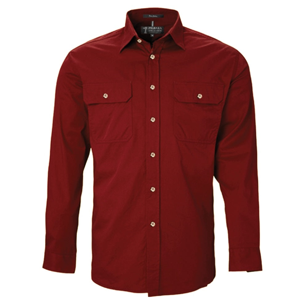 Pilbara RM500BT Mens Open Front L/S Lightweight Shirt Ochre