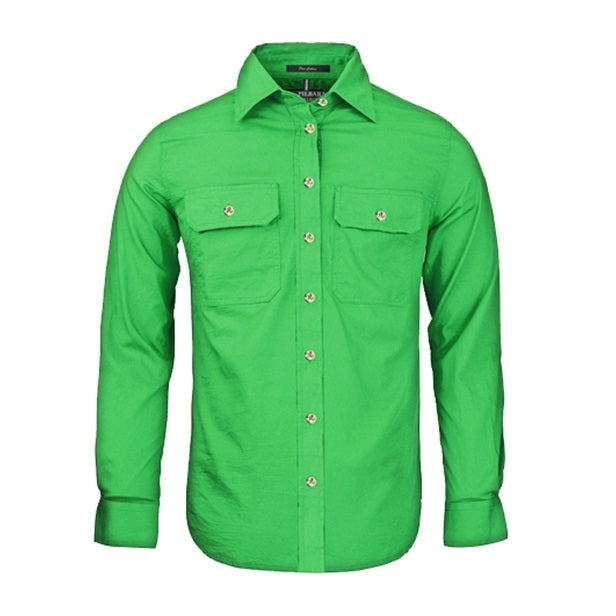 Pilbara RM600BT Womens Open Front Long Sleeve Shirt - Emerald - Front View