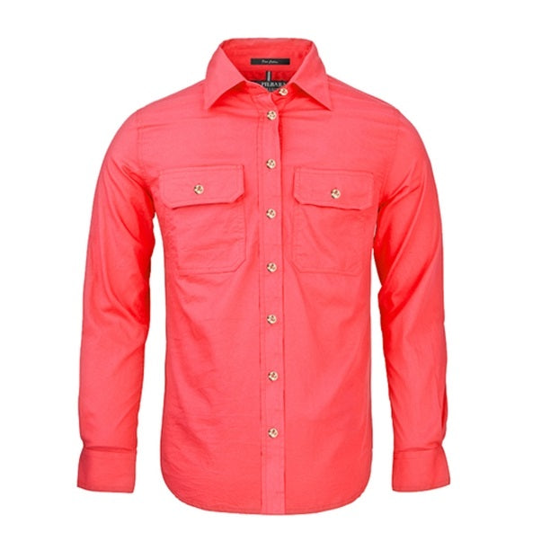 Pilbara RM600BT Womens Open Front Long Sleeve Shirt - Watermelon - Front View
