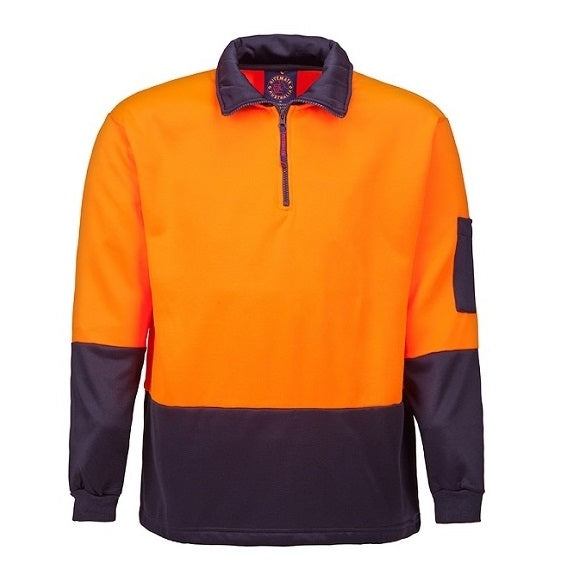 Ritemate RM6012 Half Zip Fleece Pullover - Orange/Navy - Front View