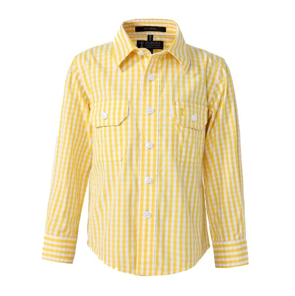 Pilbara RMPC001 Kids Long Sleeve Shirt yellow and white checkered classic kids shirt