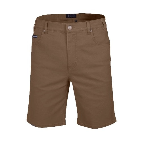 Pilbara RMPC033 Mens Cotton Stretch Jean Short - Whisky - Front View