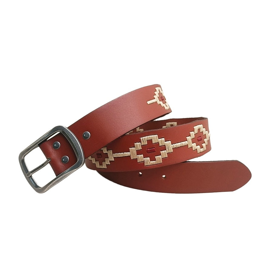 Pilbara RMPW008 Western Oval Buckle Navajo Leather Belt