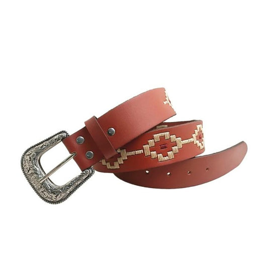 Tan Brown Pilbara RMPW034 Western Children's Dress Buckle Navajo Belt
