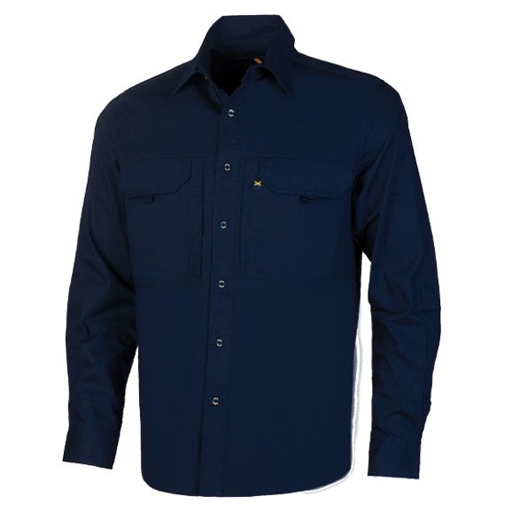 Ritemate RMX002 RMX Flexible Fit Utility Long Sleeve Shirt - French Navy - Front View