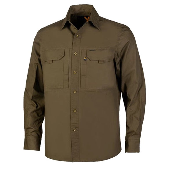 Ritemate RMX002 RMX Flexible Fit Utility Long Sleeve Shirt - Military - Front View