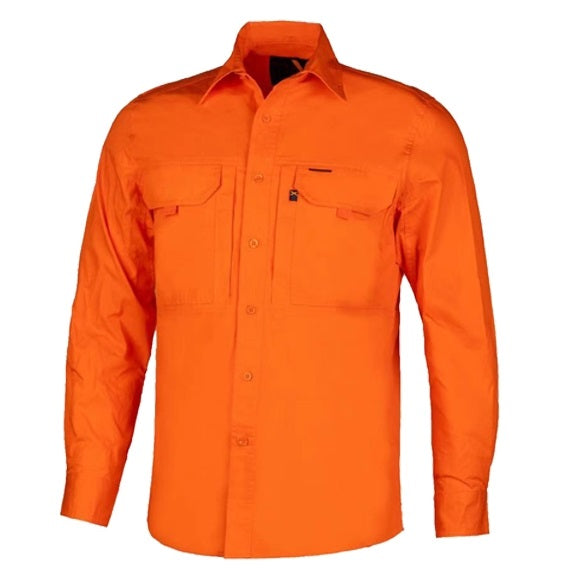 Ritemate RMX002 RMX Flexible Fit Utility Long Sleeve Shirt - Orange - Front View