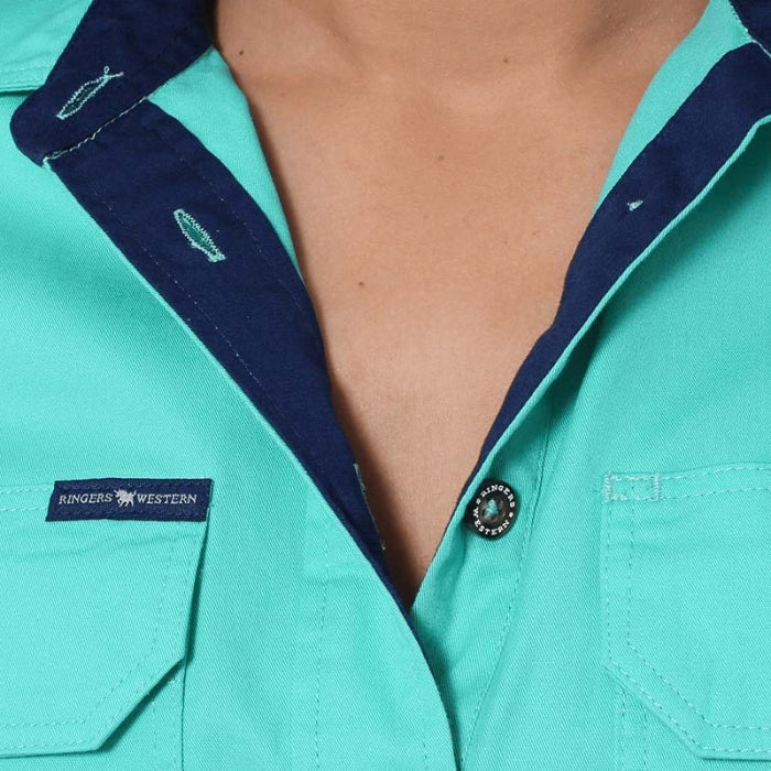 Ringers Western 220210420 Jules Womens Half Button Short Sleeve Work Shirt