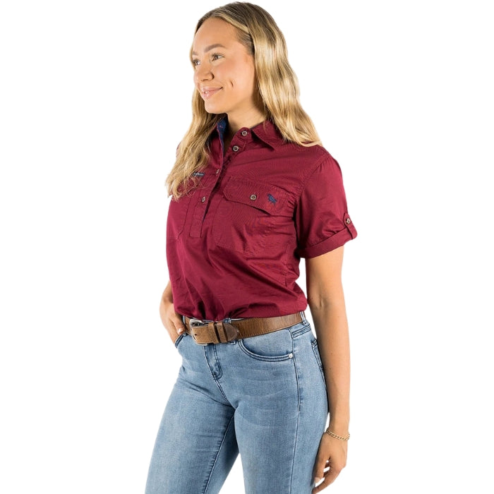 Ringers Western 220210420 Jules Womens Half Button Short Sleeve Work Shirt