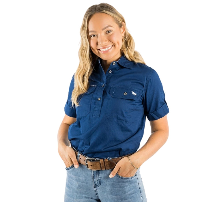 Ringers Western 220210420 Jules Womens Half Button Short Sleeve Work Shirt