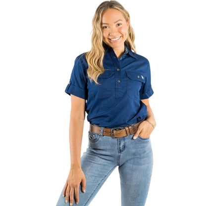 Ringers Western 220210420 Jules Womens Half Button Short Sleeve Work Shirt