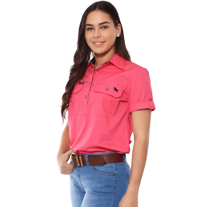Ringers Western 220210420 Jules Womens Half Button Short Sleeve Work Shirt