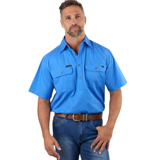 Ringers Western 118110003 Pack Saddle Mens Short Sleeve Half Button Work Shirt